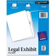 Avery® Premium Collated Legal Exhibit Divider Sets - Avery Style - 26 x Divider(s) - Printed Tab(s) - Digit - 26-50 - 26 Tab(s)/Set - 8.5" Divider Width x 11" Divider Length - Letter - White Paper Divider - White Tab(s) - 25 / 