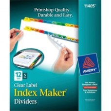 Avery® Print & Apply Clear Label Dividers, Index Maker(R) Easy Apply(TM) Printable Label Strip, 12 Multicolor Tabs, 5 Sets (11405) - 12 x Divider(s) - Blank Tab(s) - 12 Tab(s)/Set - 8.5