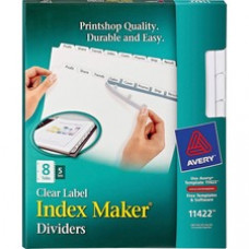 Avery® Index Maker Print & Apply Clear Label Dividers with White Tabs for Copiers - 8 Blank Tab(s) - 8 Tab(s)/Set - 8.5