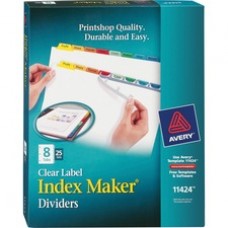 Avery® Print & Apply Clear Label Dividers, Index Maker(R) Easy Apply(TM) Printable Label Strip, 8 Multicolor Tabs, 25 Sets (11424) - 8 x Divider(s) - Blank Tab(s) - 8 Tab(s)/Set - 8.5