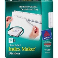 Avery® Print & Apply Clear Label Dividers, Index Maker(R) Easy Apply(TM) Printable Label Strip, 12 White Tabs, 5 Sets (11429) - 12 Blank Tab(s) - 12 Tab(s)/Set - 8.5