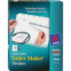 Avery® Index Maker Print & Apply Clear Label Dividers with White Tabs - 3 Blank Tab(s) - 3 Tab(s)/Set - 8.5