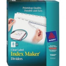 Avery® Index Maker Print & Apply Clear Label Dividers with White Tabs - 8 Blank Tab(s) - 8 Tab(s)/Set - 8.5