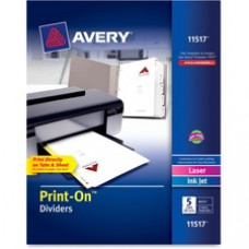Avery® Customizable Print-On(TM) Dividers, 5 Tabs, 25 Sets (11517) - 5 Print-on Tab(s) - 5 Tab(s)/Set - 8.5