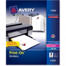 Avery® Customizable Print-On(TM) Dividers, 8 Tab, White, 5 Sets (11552) - 8 Print-on Tab(s) - 8 Tab(s)/Set - 8.5