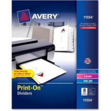 Avery® Customizable Print-On(TM) Dividers, 8 Tabs, White, 25 Sets (11554) - 8 Print-on Tab(s) - 8 Tab(s)/Set - 8.5