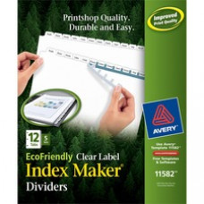 Avery® Print & Apply Clear Label EcoFriendly Dividers, Index Maker(R) Easy Apply(TM) Printable Label Strip, 12 White Tabs, 5 Sets (11582) - 12 x Divider(s) - Print-on Tab(s) - 12 Tab(s)/Set - 8.5