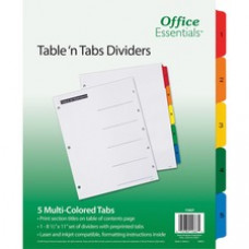 Avery® Office Essentials® Table 'n Tabs(R) Dividers with Multicolor Tabs, 1-5 Tab, 1 Set (11667) - 5 x Divider(s) - Printed Tab(s) - Digit - 1-5 - 5 Tab(s)/Set - 8.5