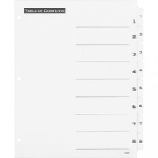Avery® Office Essentials® Table 'n Tabs(R) Dividers with White Tabs, 1-8 Tab, 1 Set (11668) - 8 x Divider(s) - Printed Tab(s) - Digit - 1-8 - 8 Tab(s)/Set - 8.5