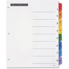 Avery® Office Essentials® Table 'n Tabs(R) Dividers with Multicolor Tabs, 1-8 Tab, 1 Set (11669) - 8 x Divider(s) - Printed Tab(s) - Digit - 1-8 - 8 Tab(s)/Set - 8.5