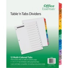 Avery® Office Essentials® Table 'n Tabs(R) Dividers with Multicolor Tabs, 1-12 Tab, 1 Set (11673) - 12 x Divider(s) - Printed Tab(s) - Digit - 1-12 - 12 Tab(s)/Set - 8.5