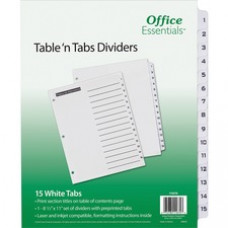 Avery® Office Essentials® Table 'n Tabs(R) Dividers with White Tabs, 1-15 Tab, 1 Set (11674) - 15 x Divider(s) - Printed Tab(s) - Digit - 1-15 - 15 Tab(s)/Set - 8.5