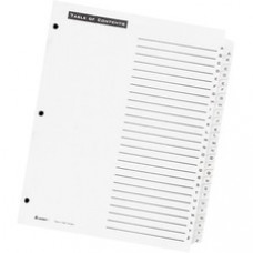 Avery® Office Essentials® Table 'n Tabs(R) Dividers with White Tabs, A-Z Tab, 1 Set (11676) - Printed Tab(s) - Character - A-Z - 26 Tab(s)/Set - 8.5" Divider Width x 11" Divider Length - Letter - 3 Hole Punched - White 