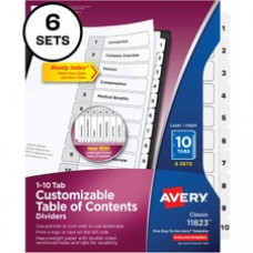 Avery® Ready Index 10-tab Custom TOC Dividers - 60 x Divider(s) - 1-10, Table of Contents - 10 Tab(s)/Set - 8.5