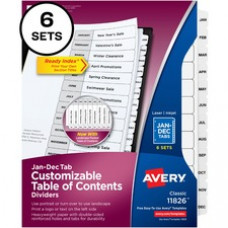 Avery® Monthly Tab Table of Contents Dividers - 72 x Divider(s) - Jan-Dec, Table of Contents - 12 Tab(s)/Set - 8.5
