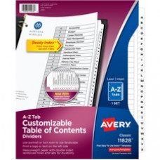 Avery® A-Z Black & White Table of Contents Dividers - 26 x Divider(s) - A-Z, Table of Contents - 26 Tab(s)/Set - 8.5