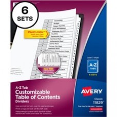 Avery® A-Z Black & White Table of Contents Dividers - 156 x Divider(s) - A-Z, Table of Contents - 26 Tab(s)/Set - 8.5" Divider Width x 11" Divider Length - 3 Hole Punched - White Paper Divider - White Paper Tab(s) - 6 / 