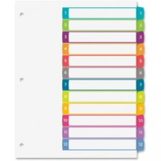Avery® Ready Index(R) 12-Tab Binder Dividers, Customizable Table of Contents, Contemporary Multicolor Tabs, 1 Set (11843) - 12 Printed Tab(s) - Digit - 1-12 - 12 Tab(s)/Set - Multicolor Tab(s) - 12 / Set
