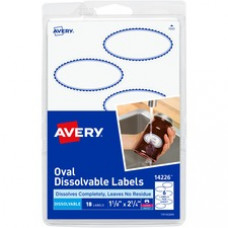 Avery® Oval Dissolvable Labels - Oval - Laser, Inkjet - White, Blue - Paper - 6 / Sheet - 3 Total Sheets - 18 Total Label(s) - 18 / Carton