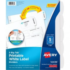 Avery® Big Tab Printable White Label Dividers - 5 x Divider(s) - 5 - 5 Tab(s)/Set - 8.5