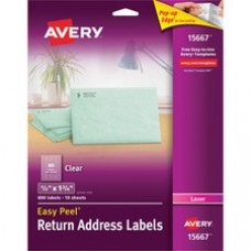 Avery® Matte Clear Return Address Labels, Sure Feed(TM) Technology, Laser, 1/2
