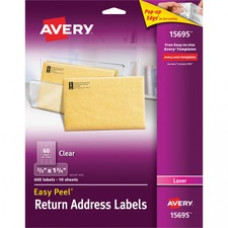 Avery® Matte Clear Return Address Labels, Sure Feed(TM) Technology, Laser, 2/3