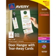 Avery® Door Hanger with Tear-Away Cards, Uncoated, Matte, Two-Sided Printing, 4-1/4