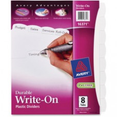Avery® Big Tab(TM) Write & Erase Durable Plastic Dividers, 8 White Tabs, 1 Set (16371) - Write-on Tab(s) - 8 Tab(s)/Set - Letter - 8 1/2