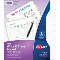 Avery® Write & Erase Pocket Plastic Dividers - 8 x Divider(s) - 8 Write-on Tab(s) - 8 - 8 Tab(s)/Set - 9.3