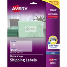 Avery® Easy Peel Inkjet Printer Mailing Labels - Permanent Adhesive - Rectangle - Inkjet - Clear - Film - 10 / Sheet - 50 Total Sheets - 500 Total Label(s) - 5 / Carton