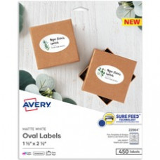Avery® Easy Peel Oval Labels, 22564, 2-1/2"W x 1-1/2"D, White, Pack Of 450 - 1 1/2