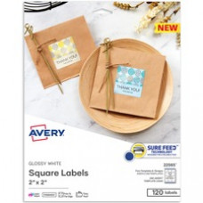 Avery® Printable Square Labels, 22565, 2”W x 2”D, Glossy White, Pack Of 120 Labels - 2
