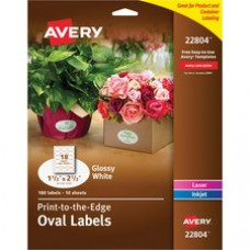 Avery® Oval Labels, Sure Feed(TM) Technology, Laser/Inkjet Compatible, 1.5