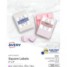 Avery® Print-to-the-Edge Easy Peel Square Labels - Permanent Adhesive - Square - Laser, Inkjet - Matte White - Paper - 12 / Sheet - 50 Total Sheets - 600 Total Label(s) - 5 / Carton