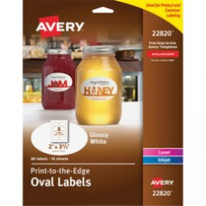 Avery® Oval Labels, Sure Feed(TM) Technology, Laser/Inkjet Compatible, 2