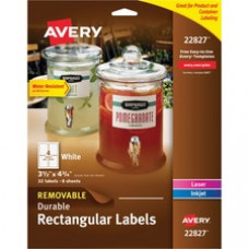 Avery® Removable Durable Labels, Removable Adhesive, Rectangle, 3-1/2