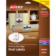 Avery® Easy Peel(R) Labels, Print to the Edge, Permanent Adhesive, Textured Matte, Oval, 2