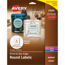 Avery® Circle Labels, Sure Feed(TM) Technology, Laser/Inkjet Compatible, 2.5