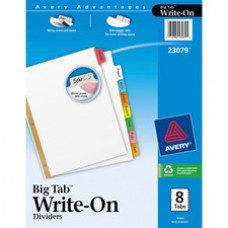 Avery® Big Tab(TM) Write & Erase Dividers, 8 Multicolor Tabs, 1 Set (23079) - 8 x Divider(s) - Write-on Tab(s) - 8 Tab(s)/Set - 8.5" Divider Width x 11" Divider Length - Letter - 3 Hole Punched - Multicolor Tab(s) - 8 / Set