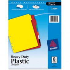 Avery® Heavy-Duty Plastic Dividers, Assorted Colors, 8-Tabs, 1 Set (23084) - 8 Blank Tab(s) - 8 Tab(s)/Set - 8.5" Divider Width x 11" Divider Length - Letter - 7 Hole Punched - Self-adhesive - Multicolor Polyethylene 