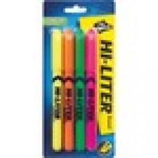 Avery® Hi-Liter(R) Pen-Style Highlighters, SmearSafe(R), Chisel Tip, 4 Assorted Color Highlighters (23545) - Chisel Marker Point Style - Fluorescent Yellow, Pink, Orange, Green - 4 / Pack