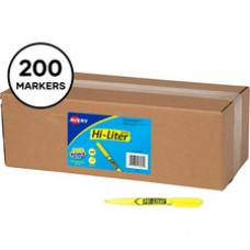 HI-LITER Pen Style Highlighters - Chisel Marker Point Style - Fluorescent Yellow - 200 / Carton