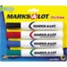 Avery® Marks A Lot(R) Desk-Style Dry Erase Markers, Chisel Tip, Assorted Colors, 4 Markers (24409) - Broad Marker Point - Chisel Marker Point Style - Blue, Black, Red, Green - 4 / Pack