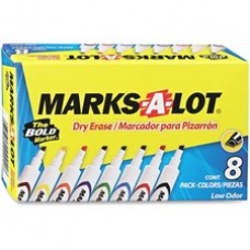 Avery® Marks A Lot(R) Desk-Style Dry Erase Markers, Chisel Tip, Assorted Colors, 8 Markers (24411) - Chisel Marker Point Style - Black, Blue, Red, Green, Purple, Yellow, Orange, Brown - 8 / Box