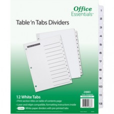 Avery® Table 'n Tabs White Tab Numbered Dividers - 288 x Divider(s) - 288 Tab(s) - 1-12 - 12 Tab(s)/Set - 8.5