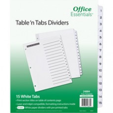 Avery® Table 'n Tabs White Tab Numbered Dividers - 360 x Divider(s) - 360 Tab(s) - 1-15 - 15 Tab(s)/Set - 8.5