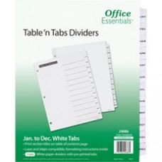 Avery® Table 'n Tabs White Tab Monthly Dividers - 288 x Divider(s) - 288 Tab(s) - Jan-Dec - 12 Tab(s)/Set - 8.5