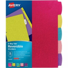 Avery® Big Tab Reversible Fashion Dividers - 120 x Divider(s) - 120 Write-on Tab(s) - 5 - 5 Tab(s)/Set - 8.5
