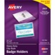 Avery® Clear Heavy-Duty Clip Style Landscape Badge Holders, 3 x 4, Box of 100 (2923) - Horizontal - 100 / Box - Clear