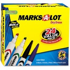 Avery® Marks A Lot(R) Desk & Pen-Style Dry Erase Markers, Assorted Colors, Value Pack of 24 (29870) - Chisel, Bullet Marker Point Style - Assorted Barrel - 24 / Box